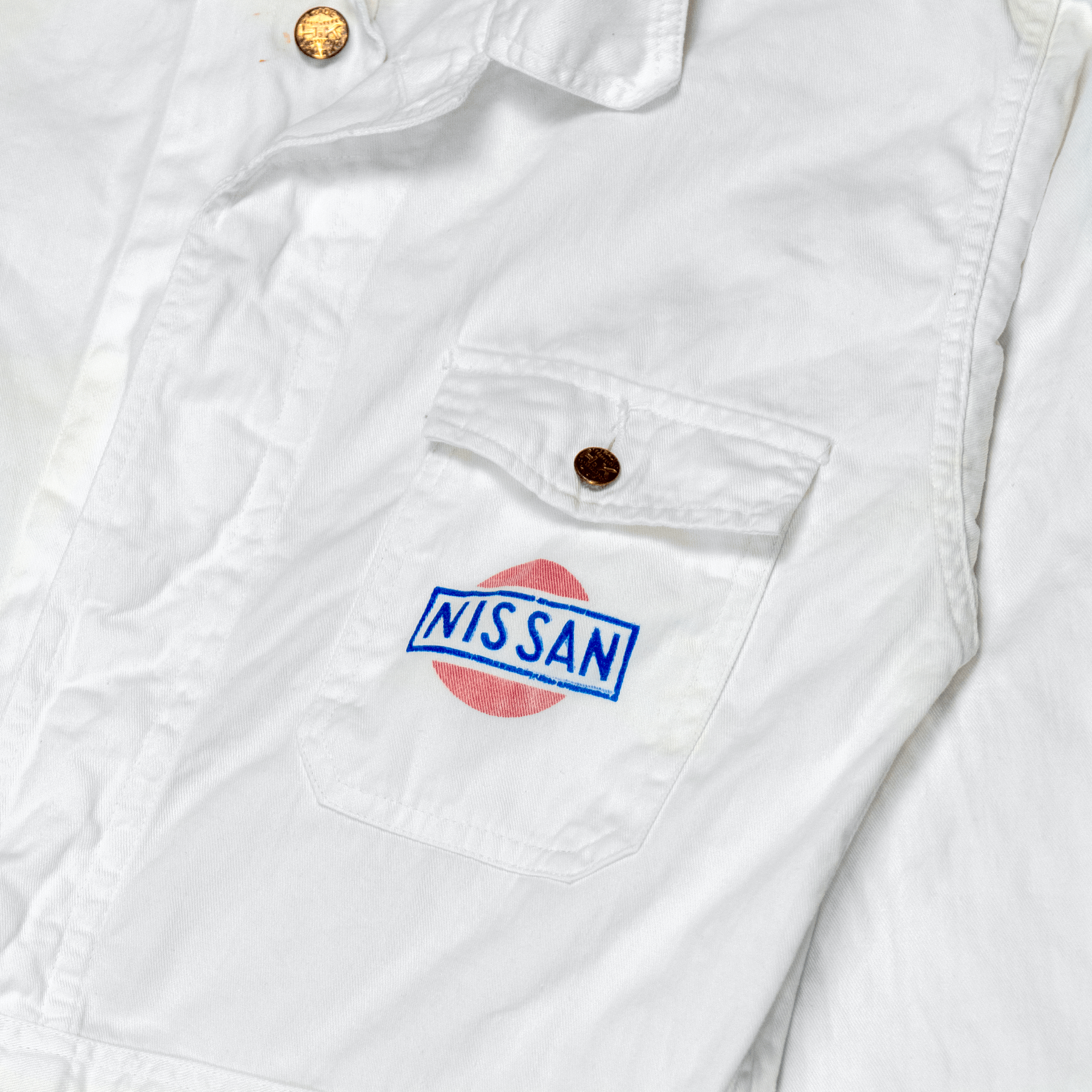 1970s Vintage Showa Era Japan JDM Nissan Tsunagi Coverall Uniform White - Sugoi JDM