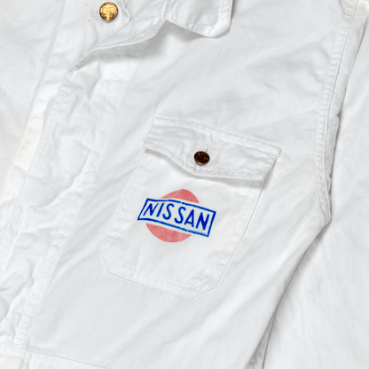 1970s Vintage Showa Era Japan JDM Nissan Tsunagi Coverall Uniform White - Sugoi JDM