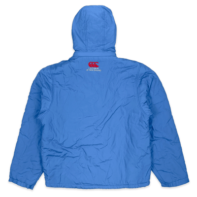 1990s Japan Suntory Boss Coffee Canterbury Insulated Hooded Jacket Blue - Sugoi JDM