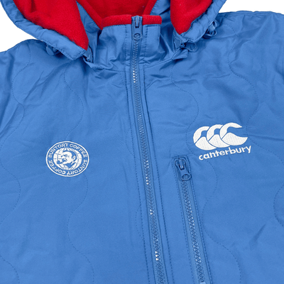 1990s Japan Suntory Boss Coffee Canterbury Insulated Hooded Jacket Blue - Sugoi JDM