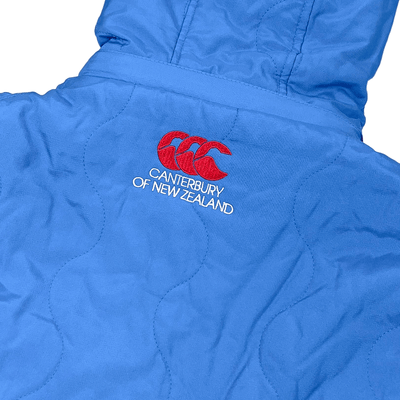 1990s Japan Suntory Boss Coffee Canterbury Insulated Hooded Jacket Blue - Sugoi JDM