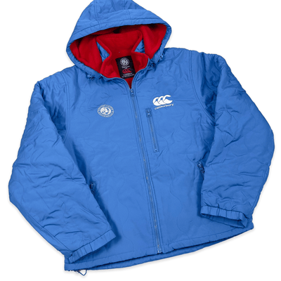 1990s Japan Suntory Boss Coffee Canterbury Insulated Hooded Jacket Blue - Sugoi JDM