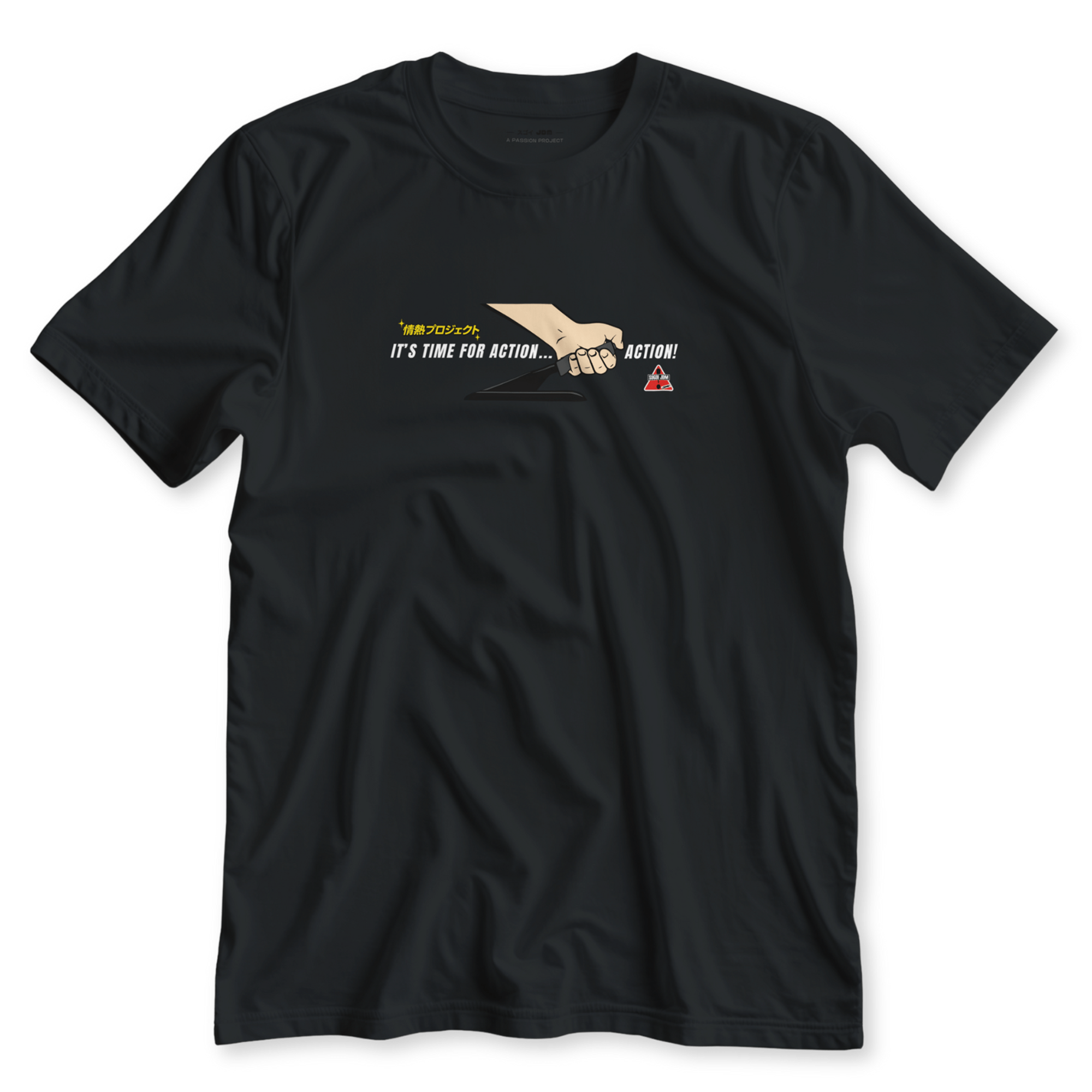 1990s Legacy Caution Wide Turns Sugoi JDM Drift Speed Team Shirt Black - Sugoi JDM