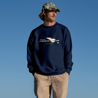 1990s Legacy Caution Wide Turns Sugoi JDM Drift Speed Team Sweatshirt Blue - Sugoi JDM