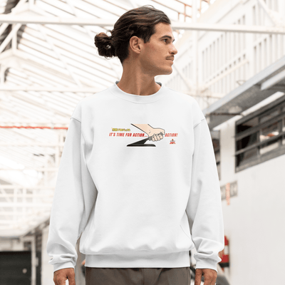 1990s Legacy Caution Wide Turns Sugoi JDM Drift Speed Team Sweatshirt White - Sugoi JDM