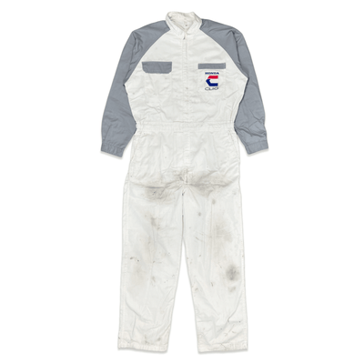 Genuine Retro 90s JDM Japan Honda Clio Mechanic Coveralls Tsunagi White Grey - Sugoi JDM