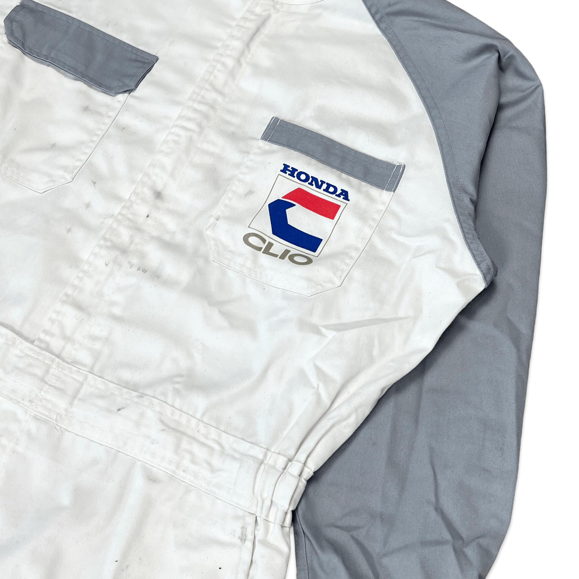 Genuine Retro 90s JDM Japan Honda Clio Mechanic Coveralls Tsunagi White Grey - Sugoi JDM