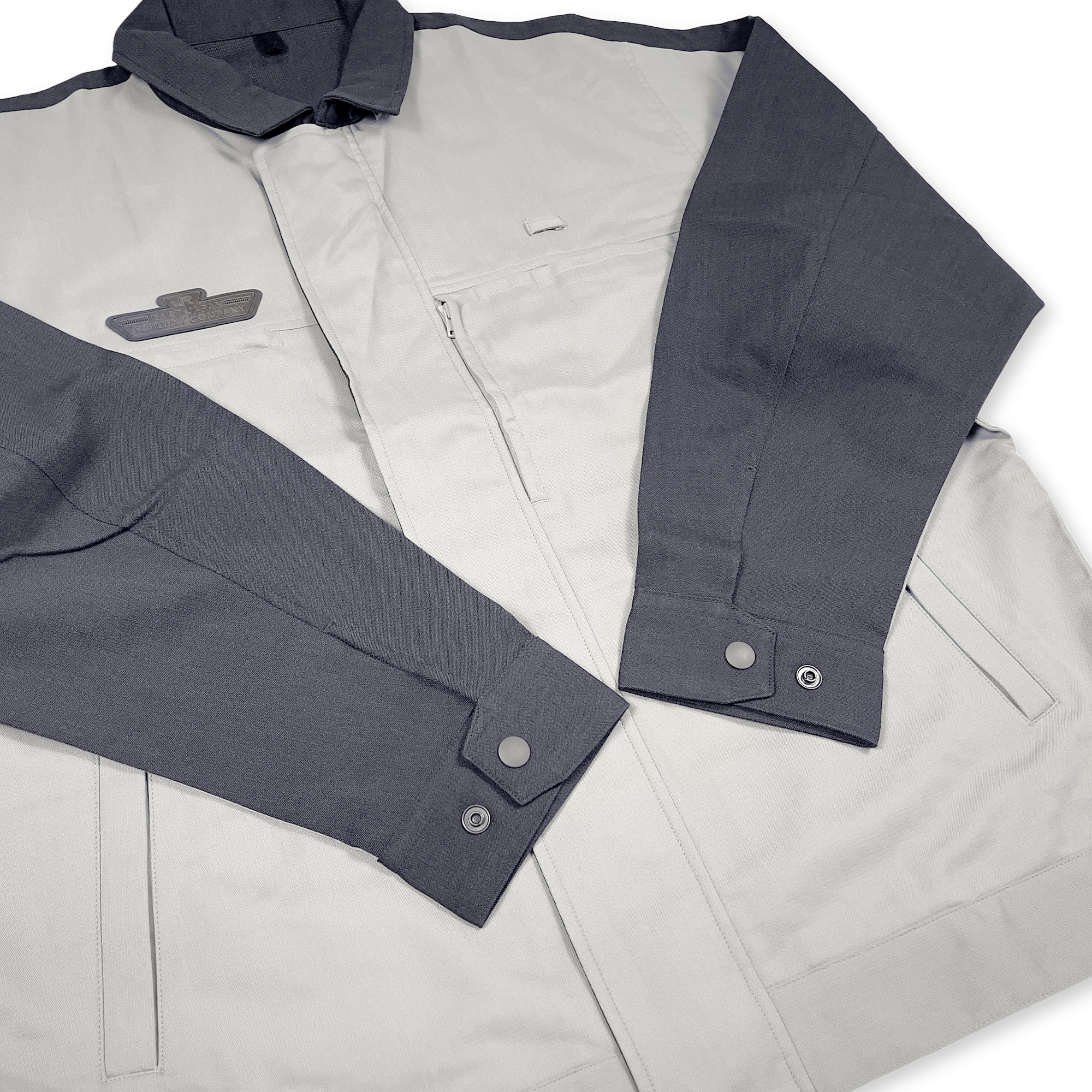 Genuine Retro JDM JR East Japan Railway Company Mechanics Jacket Gray - Sugoi JDM