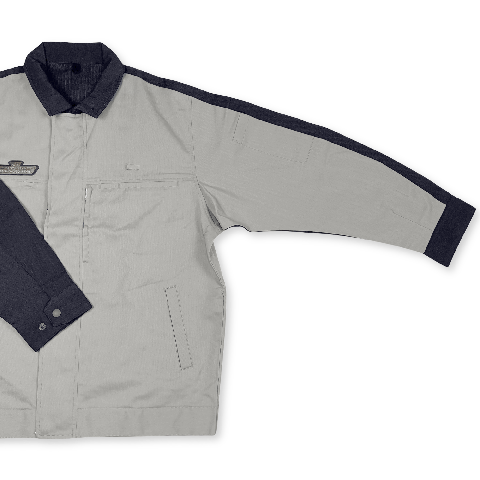 Genuine Retro JDM JR East Japan Railway Company Mechanics Jacket Gray - Sugoi JDM