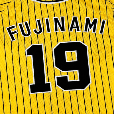 Retro NPB Hanshin Tigers Shintaro Fujinami Striped Baseball Jersey Yellow #19