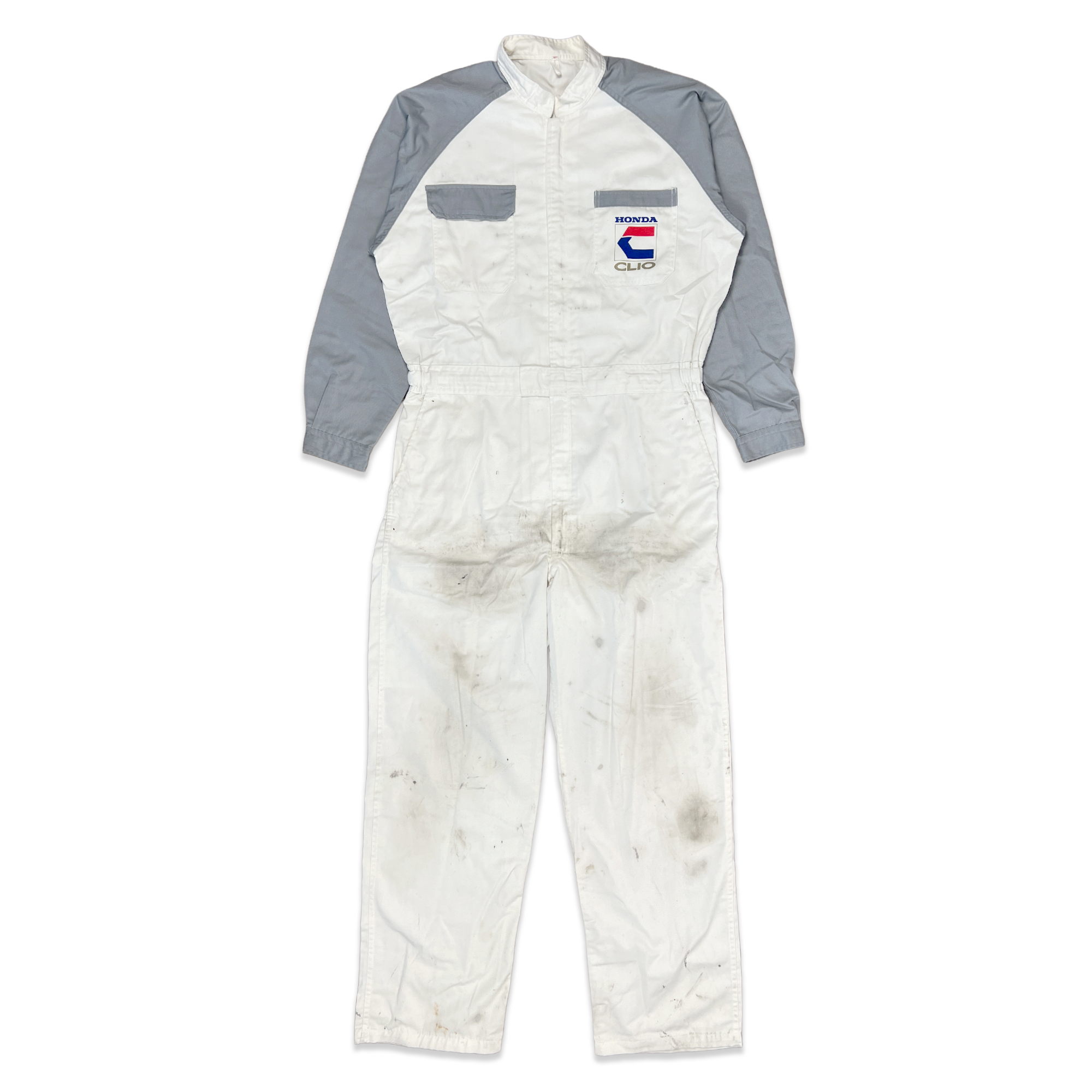 Genuine Retro 90s JDM Japan Honda Clio Mechanic Coveralls Tsunagi White Grey