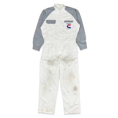 Genuine Retro 90s JDM Japan Honda Clio Mechanic Coveralls Tsunagi White Grey