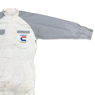 Genuine Retro 90s JDM Japan Honda Clio Mechanic Coveralls Tsunagi White Grey