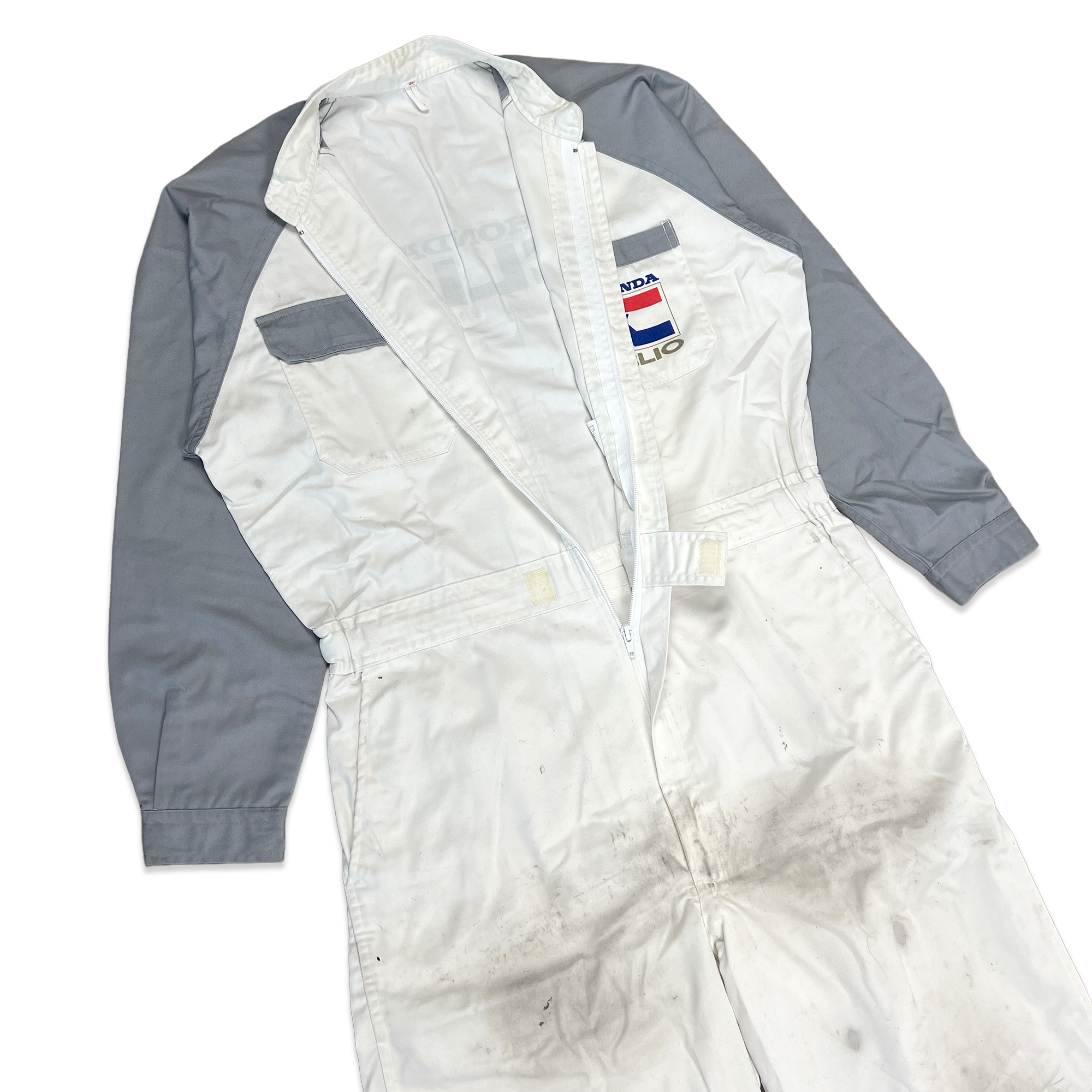 Genuine Retro 90s JDM Japan Honda Clio Mechanic Coveralls Tsunagi White Grey