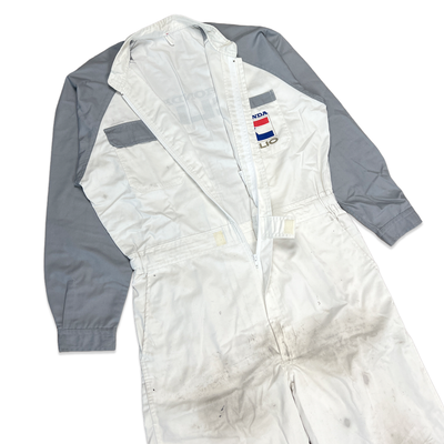 Genuine Retro 90s JDM Japan Honda Clio Mechanic Coveralls Tsunagi White Grey