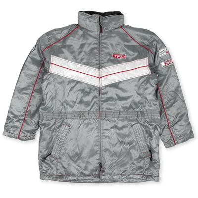 Japan JDM Retro Toyota TRD Racing Winter Thermal Hoodie Bench Jacket Silver - Sugoi JDM