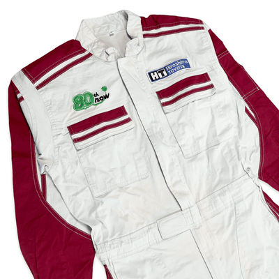 JDM Retro Hiroshima Toyota Tecno Stretch Summer Jumpsuit Coveralls Tsunagi Red - Sugoi JDM