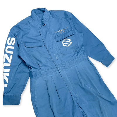 JDM Retro Suzuki Japan Showa 1980s All Weather Coveralls Tsunagi Blue - Sugoi JDM