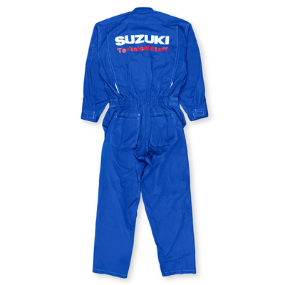 JDM Retro Suzuki Technical Staff All Weather Mechanic Coveralls Tsunagi Blue - Sugoi JDM
