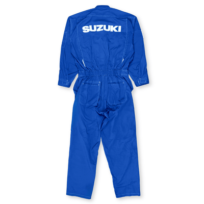 JDM Retro Suzuki Technical Staff Summer Mechanic Coveralls Tsunagi Blue - Sugoi JDM