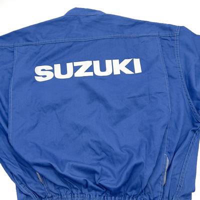 JDM Retro Suzuki Technical Staff Summer Mechanic Coveralls Tsunagi Blue - Sugoi JDM