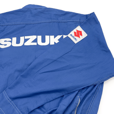 JDM Retro Suzuki Technical Staff Summer Mechanic Coveralls Tsunagi Blue - Sugoi JDM