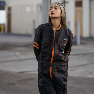 JDM Retro Toyota Corolla Coveralls Summer Mechanic Suite Tsunagi Dark Brown - Sugoi JDM