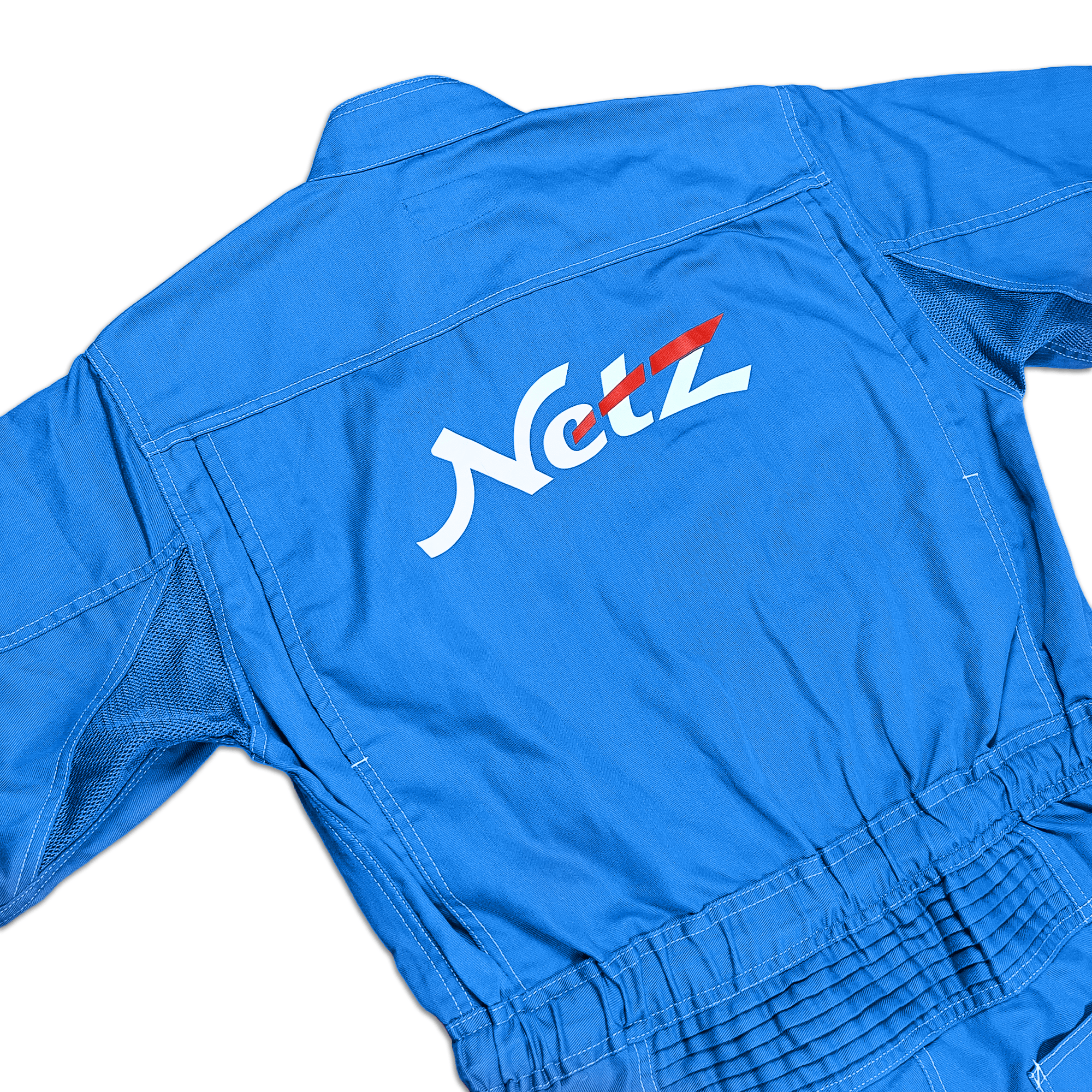JDM Toyota Retro Netz Japan Tecno Short Sleeve Tsunagi Coveralls Blue - Sugoi JDM