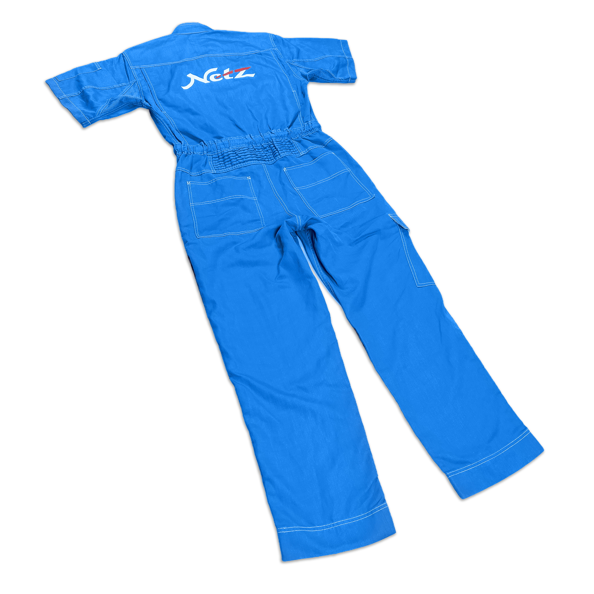 JDM Toyota Retro Netz Japan Tecno Short Sleeve Tsunagi Coveralls Blue - Sugoi JDM
