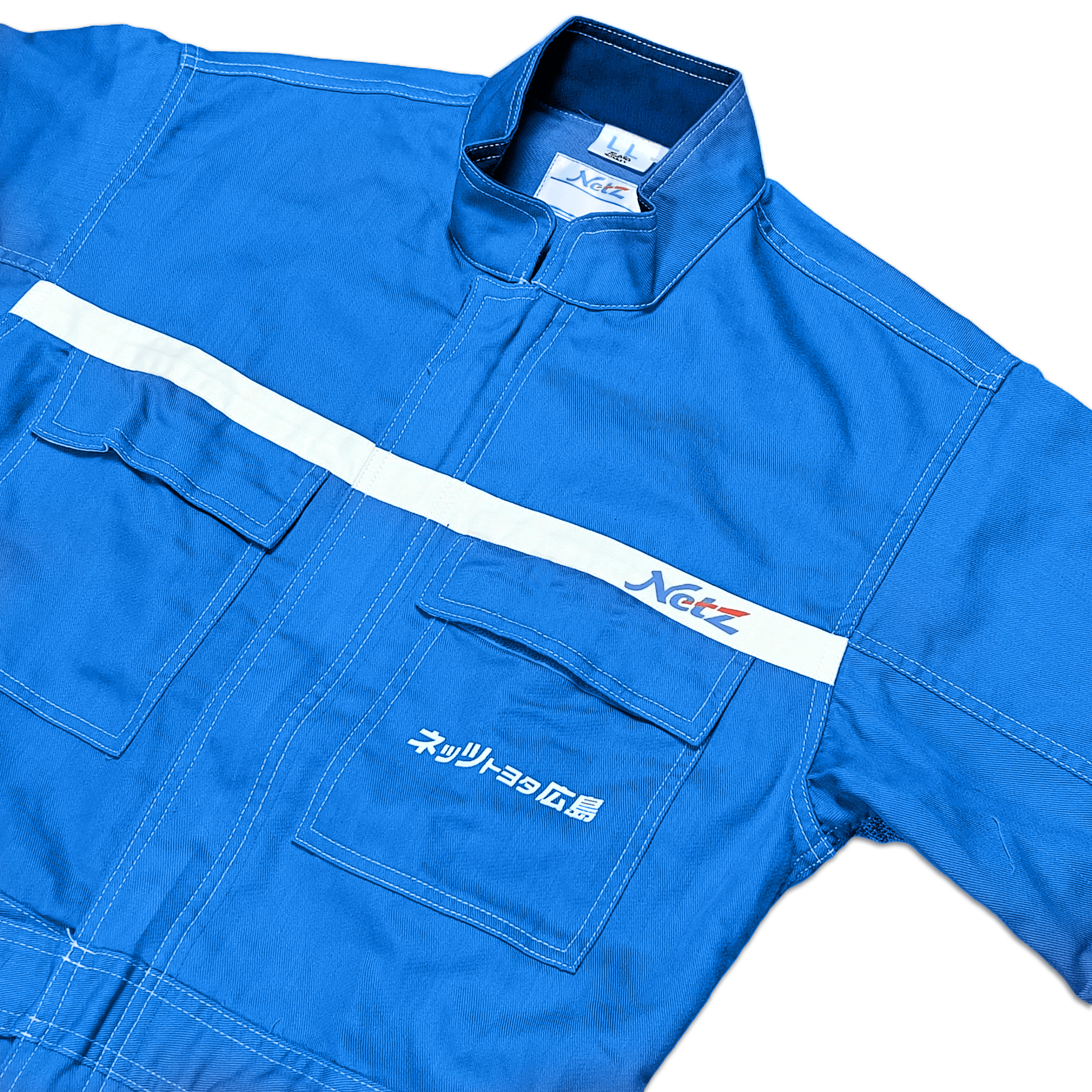 JDM Toyota Retro Netz Japan Tecno Short Sleeve Tsunagi Coveralls Blue - Sugoi JDM