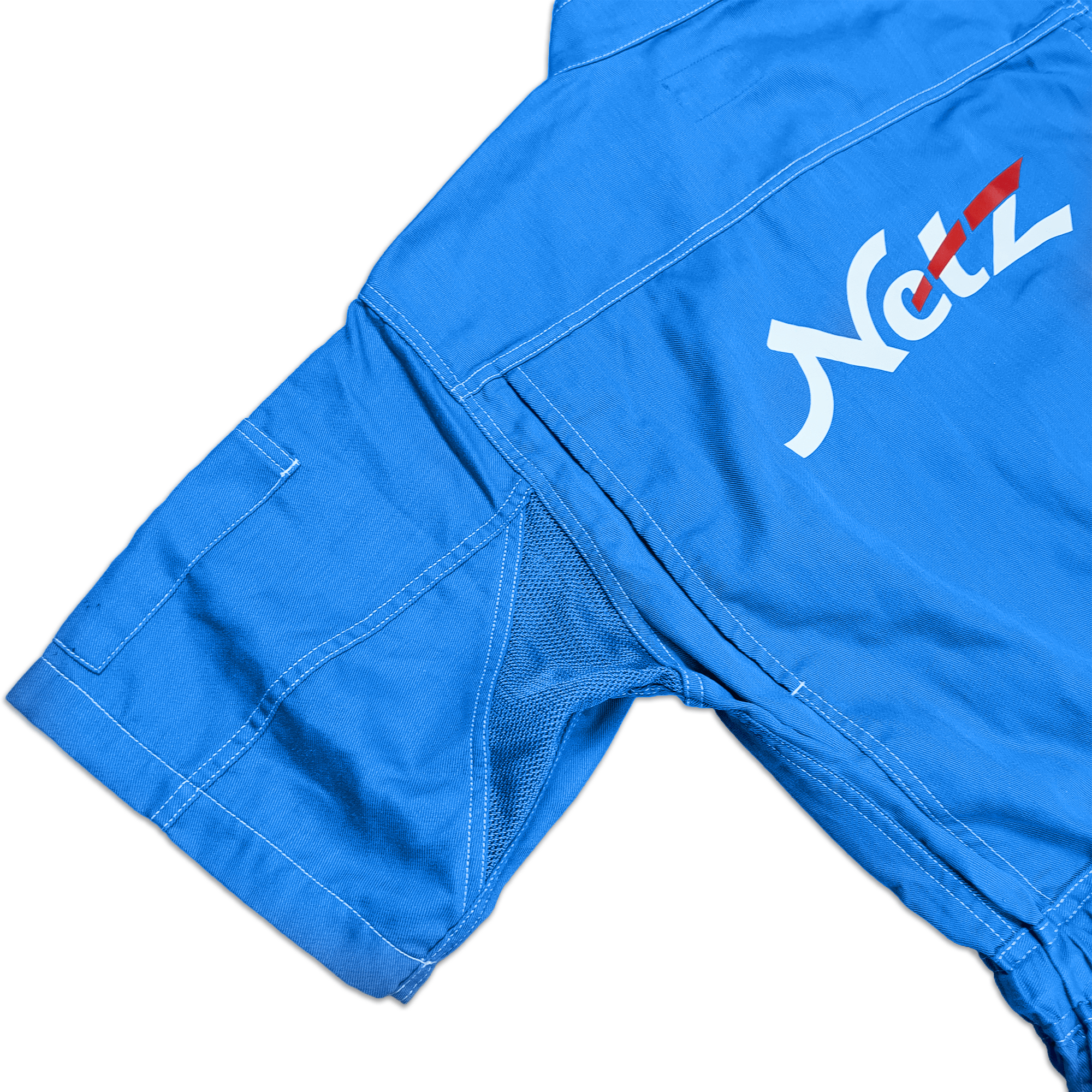 JDM Toyota Retro Netz Japan Tecno Short Sleeve Tsunagi Coveralls Blue - Sugoi JDM
