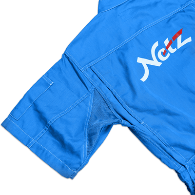 JDM Toyota Retro Netz Japan Tecno Short Sleeve Tsunagi Coveralls Blue - Sugoi JDM