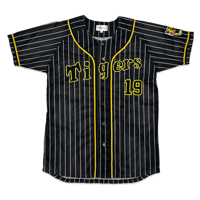 Mizuno Japan NPB Hanshin Tigers Shintaro Fujinami Baseball Knit Jersey Black 19 - Sugoi JDM