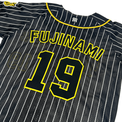 Mizuno Japan NPB Hanshin Tigers Shintaro Fujinami Baseball Knit Jersey Black 19 - Sugoi JDM