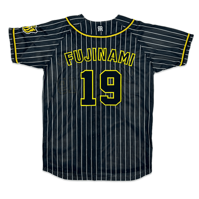 Mizuno Japan NPB Hanshin Tigers Shintaro Fujinami Baseball Knit Jersey Black 19 - Sugoi JDM