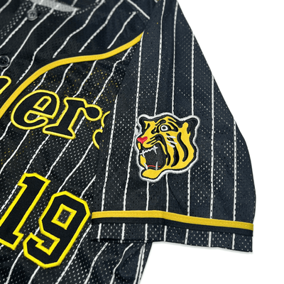 Mizuno Japan NPB Hanshin Tigers Shintaro Fujinami Baseball Knit Jersey Black 19 - Sugoi JDM