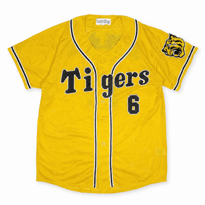 Mizuno Retro NPB Hanshin Tigers Tomoaki Kanemoto Baseball Knit Jersey Yellow - Sugoi JDM