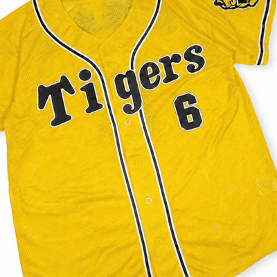 Mizuno Retro NPB Hanshin Tigers Tomoaki Kanemoto Baseball Knit Jersey Yellow - Sugoi JDM