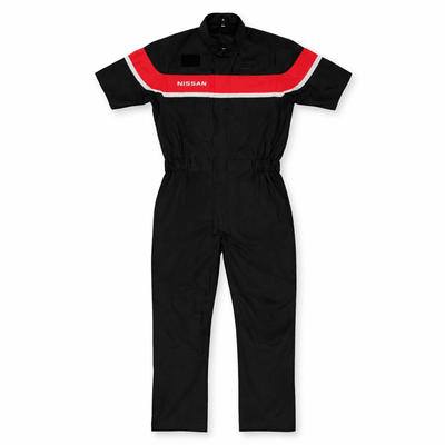 New Japan JDM Nissan Pitwork Racing Short Sleeve Tsunagi Coverall Black - Sugoi JDM