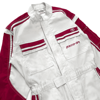 New JDM Retro Toyota Tecno Jumpsuit Coveralls Mechanic Tsunagi Red - Sugoi JDM