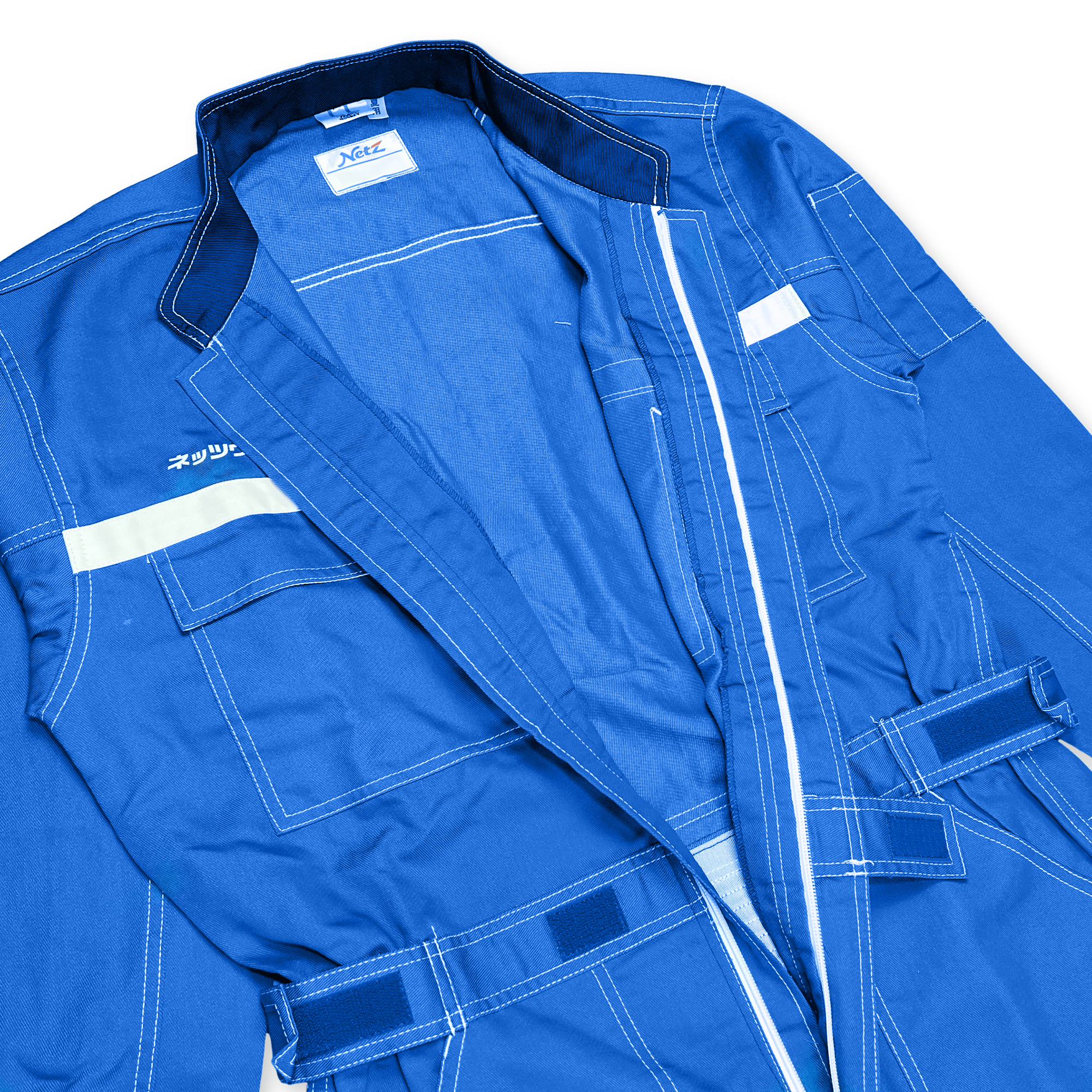 New JDM Toyota Retro Netz Japan Tecno Mechanics Tsunagi Coveralls Blue - Sugoi JDM