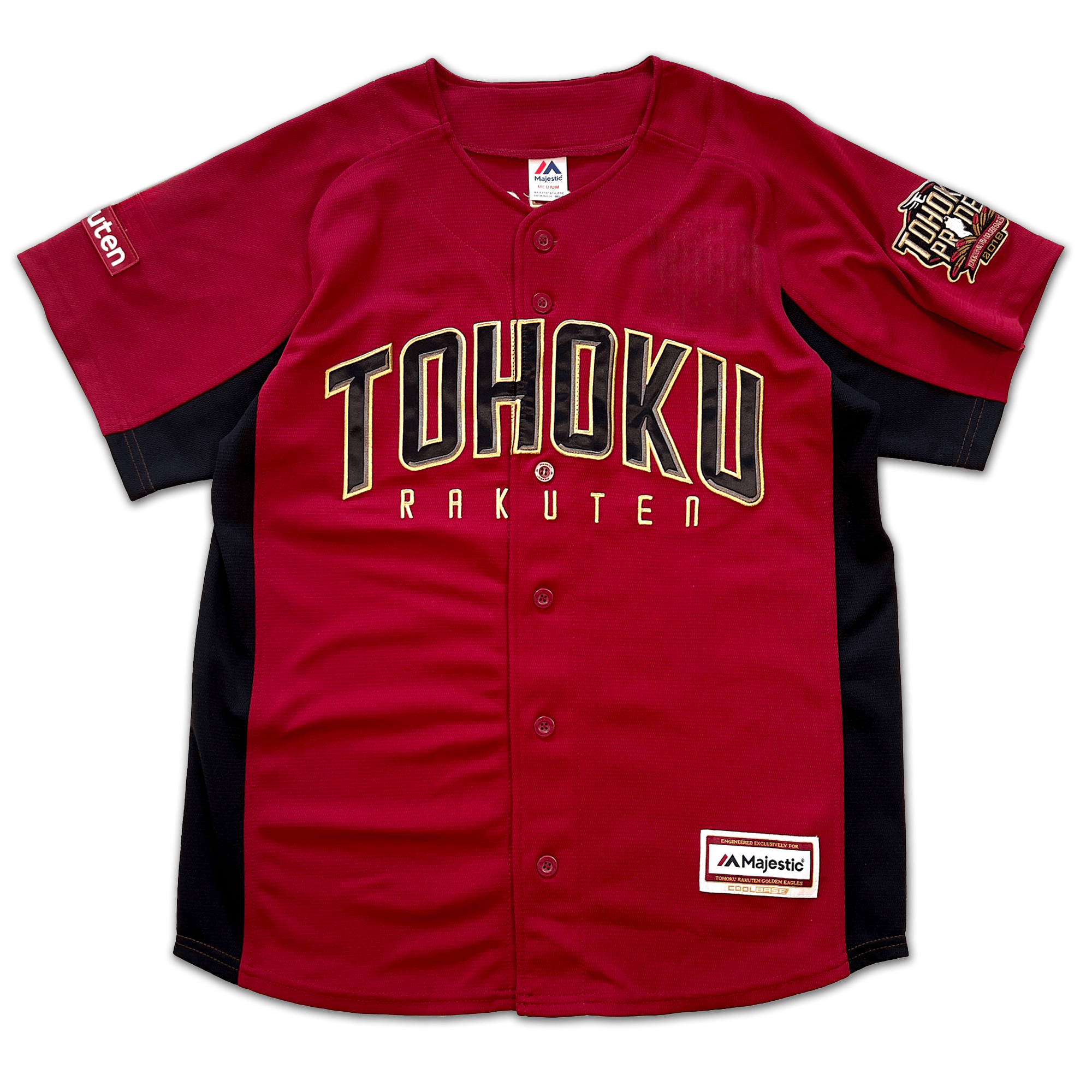 New Majestic NPB Baseball Tohoku Pride Rakuten Eagles Knit Jersey 2018 Red - Sugoi JDM