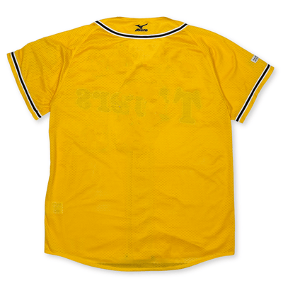 New Mizuno Retro Japan Hanshin Tigers Fan Club Baseball Knit Jersey White Yellow - Sugoi JDM