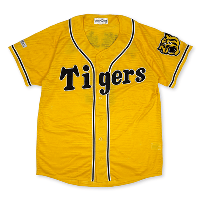 New Mizuno Retro Japan Hanshin Tigers Fan Club Baseball Knit Jersey White Yellow - Sugoi JDM