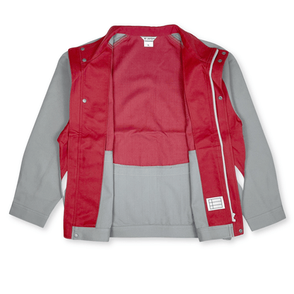 New Retro 1990s Showa JDM ENEOS Oil Station Uniform Jacket Red Gray - Sugoi JDM