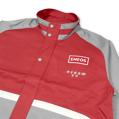 New Retro 1990s Showa JDM ENEOS Oil Station Uniform Jacket Red Gray - Sugoi JDM