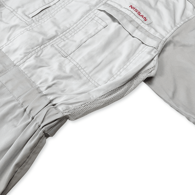New Retro Japan JDM Nissan Short Sleeve Tsunagi Mechanics Coverall Grey - Sugoi JDM