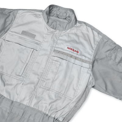 New Retro Japan JDM Nissan Short Sleeve Tsunagi Mechanics Coverall Grey - Sugoi JDM