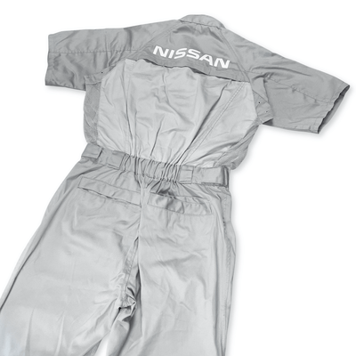 New Retro Japan JDM Nissan Short Sleeve Tsunagi Mechanics Coverall Grey - Sugoi JDM