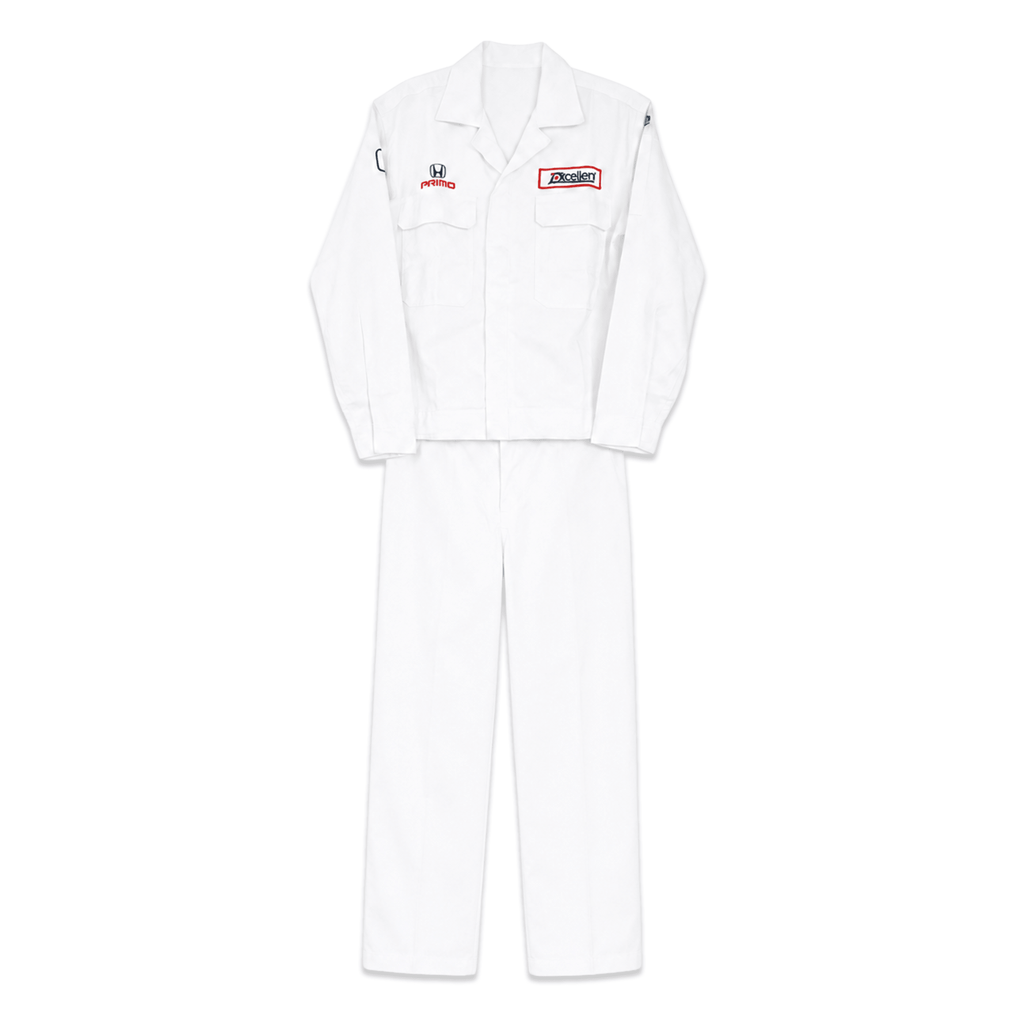 New Retro JDM Honda Primo Excellent Mechanic Jacket And Pants Set White - Sugoi JDM
